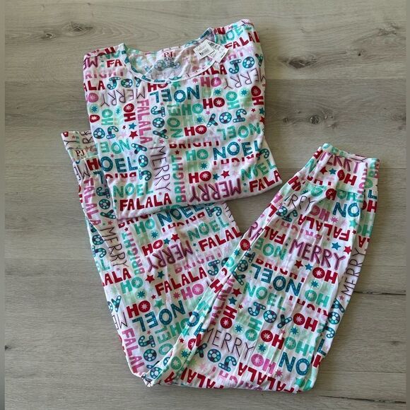 Children’s Place Mommy And Me Christmas Words Cotton Pajamas White XL NWT - Picture 2 of 7